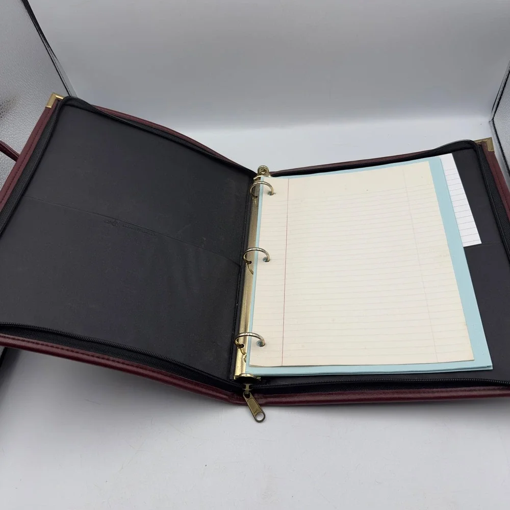 Hazel Briefcase Burgundy Faux Leather Document Binder Portfolio Vintage Business